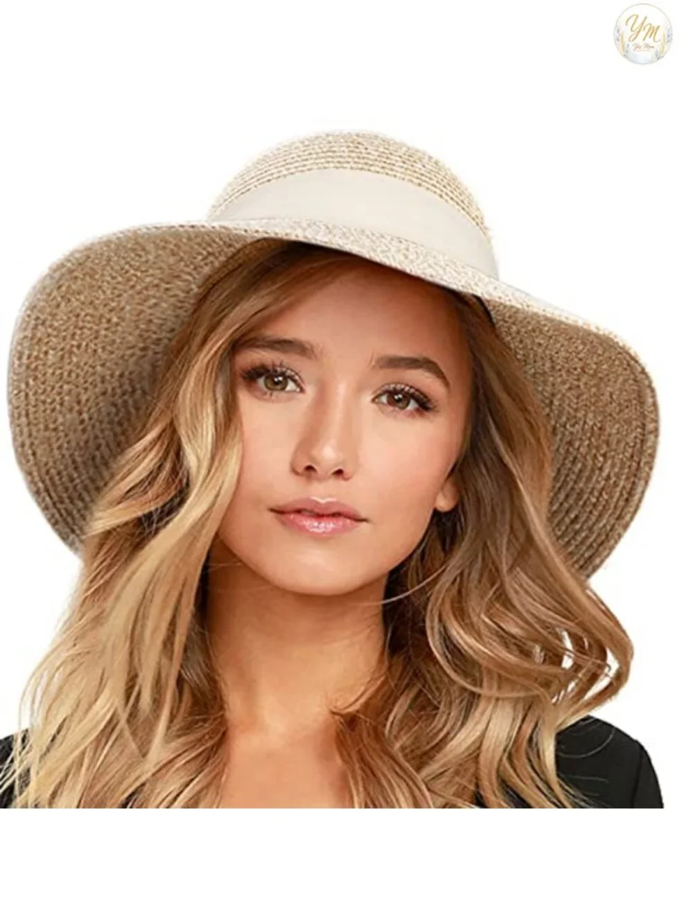 Womens Wide Brim Straw Sun Hat UV Protection Foldable Travel Beach Hat with